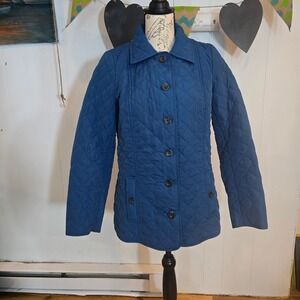 J.Jill Quilted Diamond Pattern Button Front Jacket Blue Women's Size S